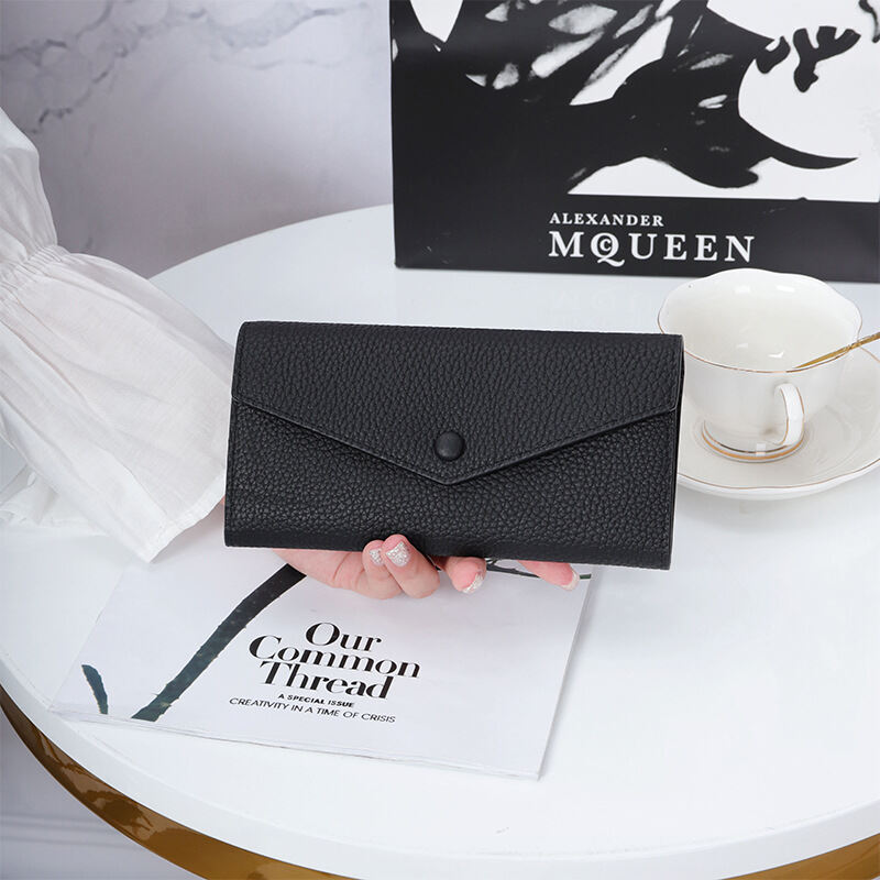 Royal Bagger Cowhide Long Wallet for Women Large Capacity Wallets Genuine Cow Leather Purses Envelope Slim Clutch Phone Purse